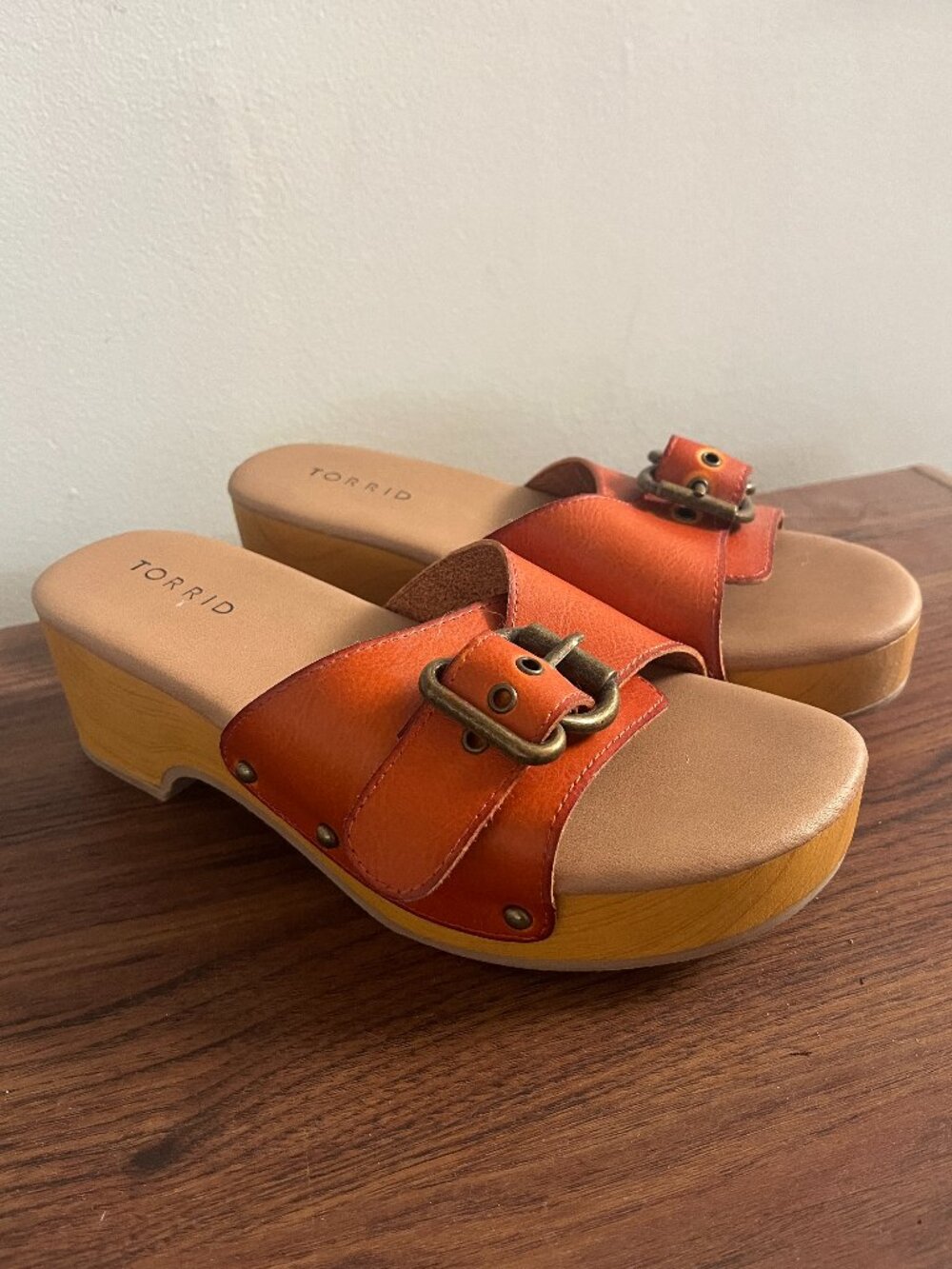 Torrid Platform Chunky Buckle Sandal sz 8Wide Width Vegan Leather Boho Plus Size